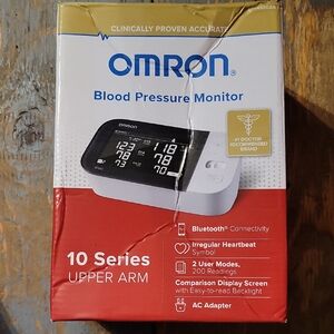 OMRON 10 Series Upper Arm Blood Pressure Monitor - Red and White
